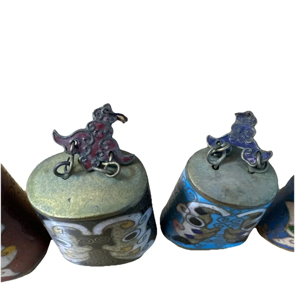 VINTAGE Chinese Brass CLOISONNÉ Enamel Chime Music Meditation Bells Replacements
